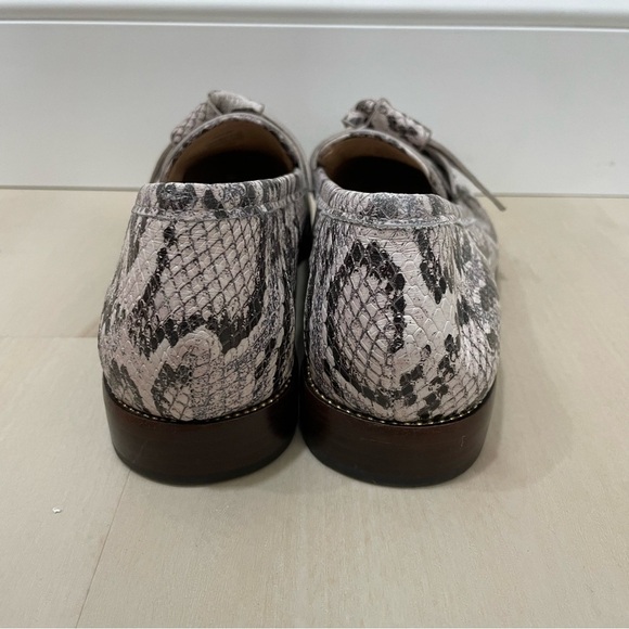 Antonio Melani Women's 8 Darleane Snake Print Leather Knotted Bow Loafers - Picture 3 of 12